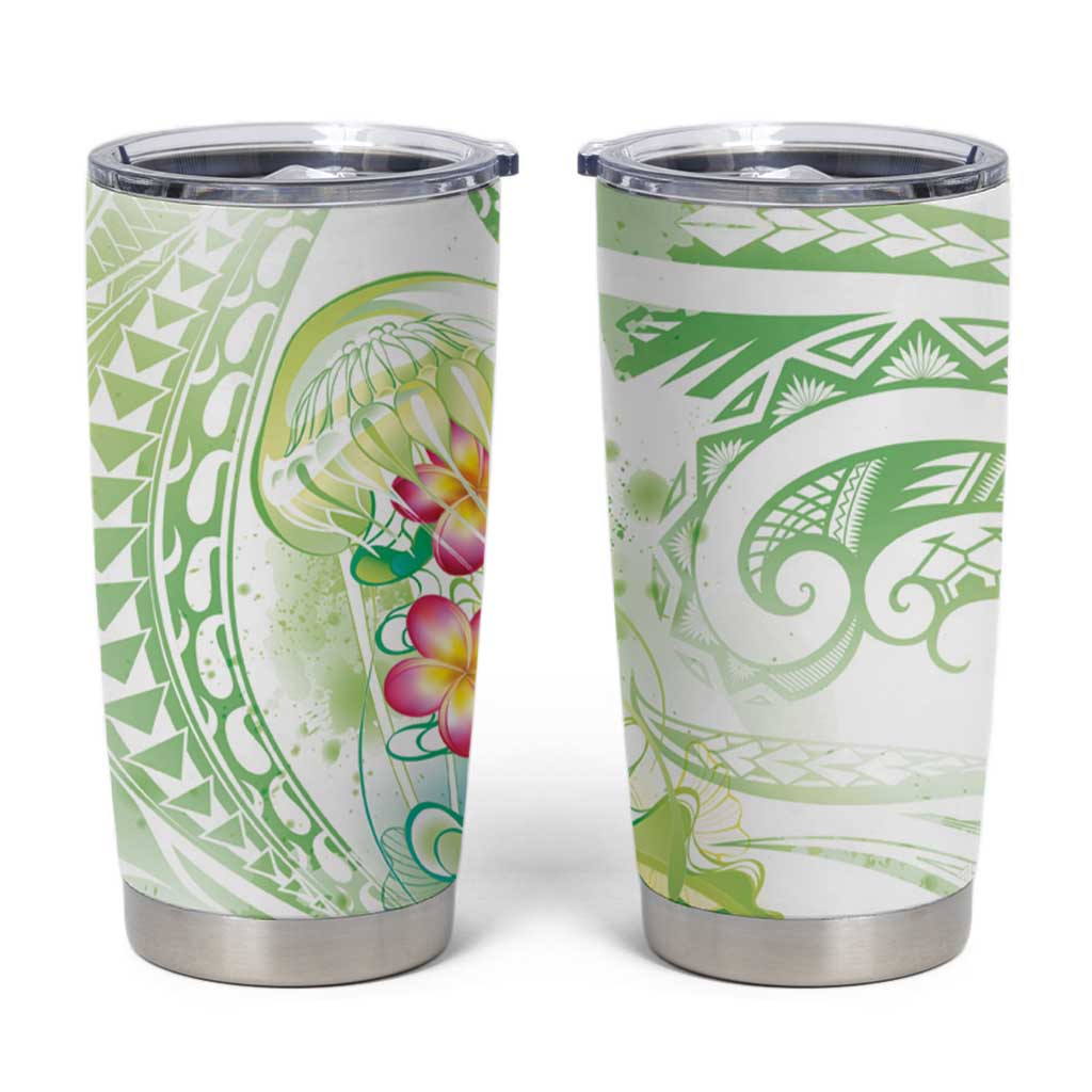 Summer Green Polynesian Jellyfish Tumbler Cup Watercolor Glows LT7 Light Green - Polynesian Pride