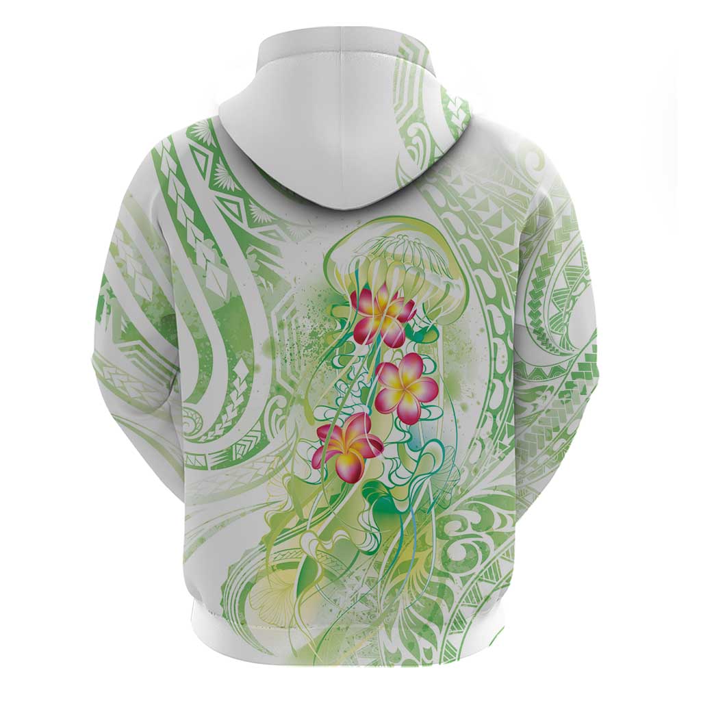 Summer Green Polynesian Jellyfish Zip Hoodie Watercolor Glows LT7 - Polynesian Pride