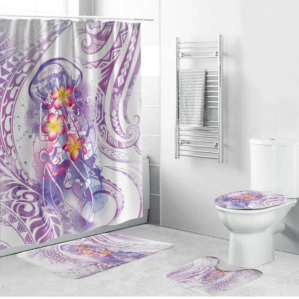 Lavender Polynesian Jellyfish Bathroom Set Watercolor Glows LT7 Bathroom Set (4 pcs) Lavender - Polynesian Pride