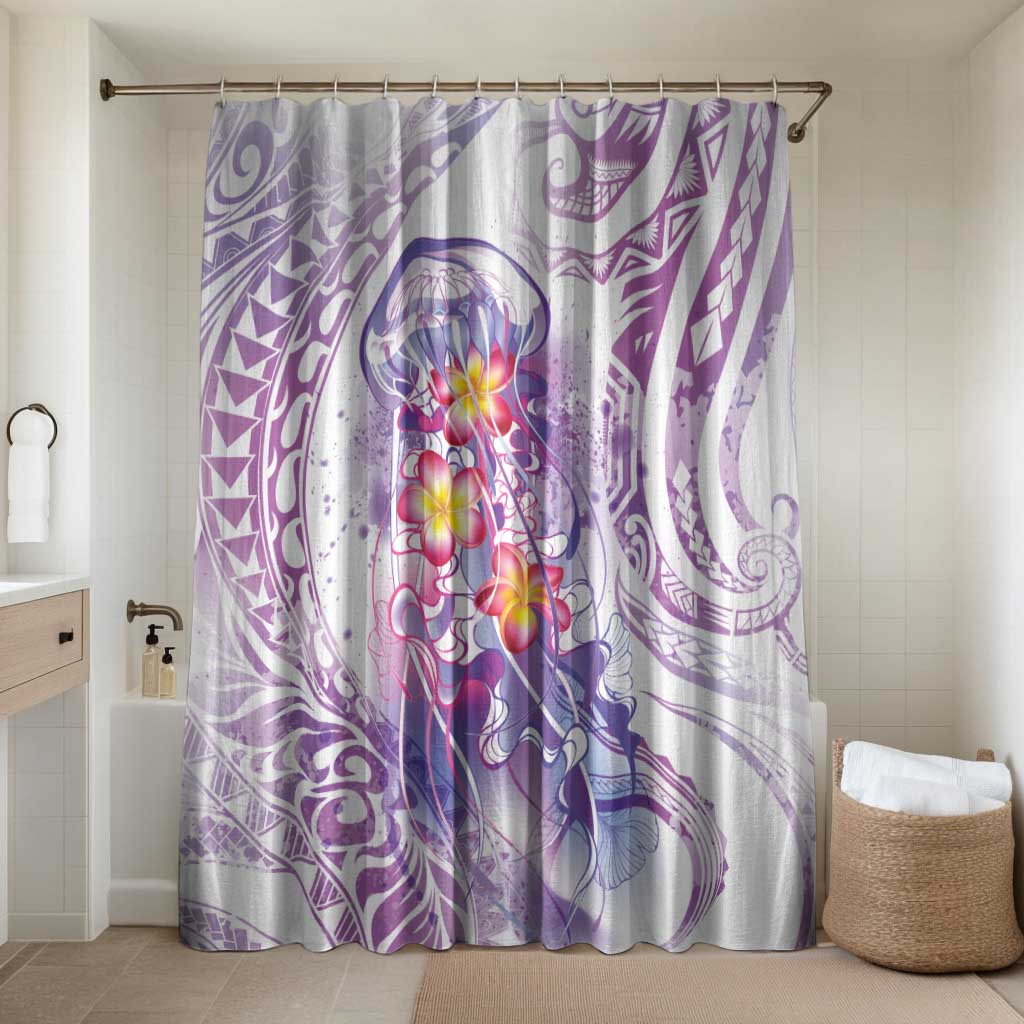 Lavender Polynesian Jellyfish Bathroom Set Watercolor Glows LT7 Shower Curtain Only Lavender - Polynesian Pride