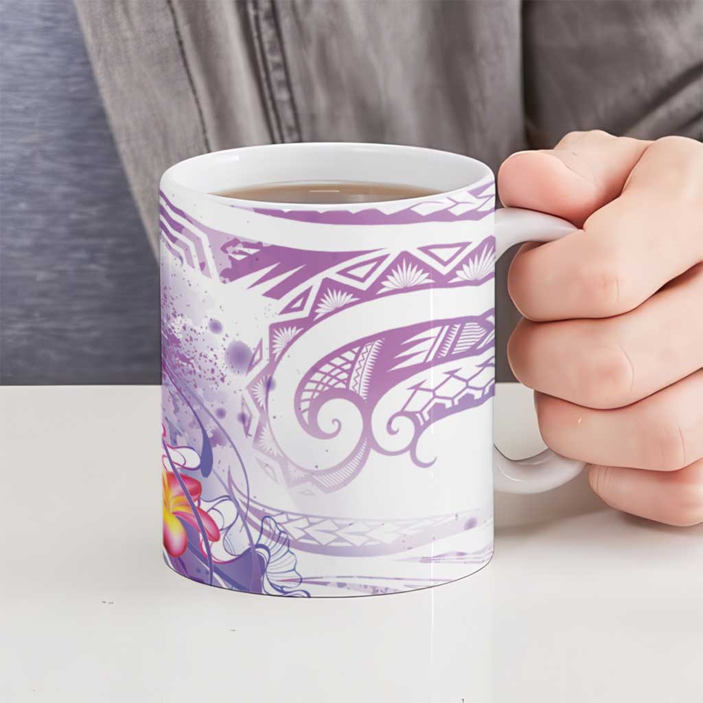 Lavender Polynesian Jellyfish Ceramic Mug Watercolor Glows - Polynesian Pride