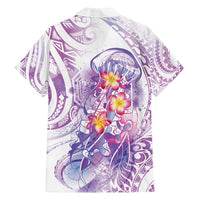 Lavender Polynesian Jellyfish Family Matching Long Sleeve Bodycon Dress and Hawaiian Shirt Watercolor Glows LT7 - Polynesian Pride