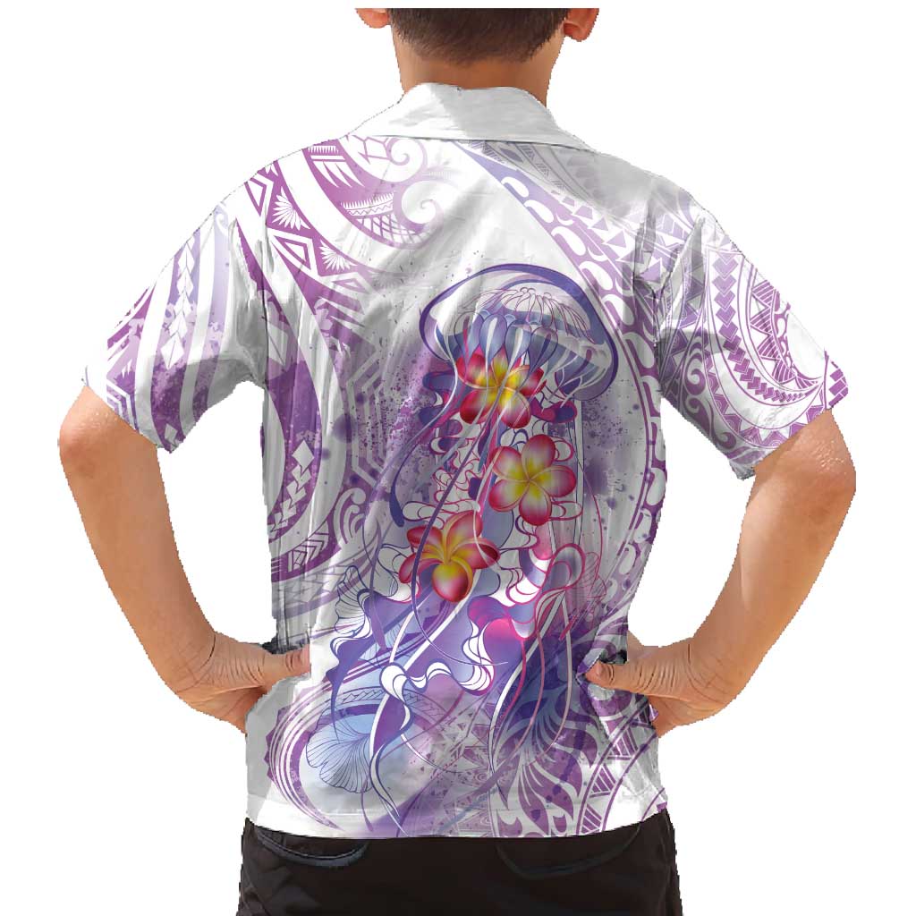 Lavender Polynesian Jellyfish Family Matching Mermaid Dress and Hawaiian Shirt Watercolor Glows LT7 - Polynesian Pride
