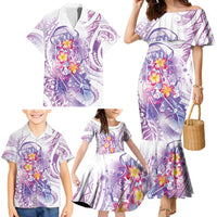 Lavender Polynesian Jellyfish Family Matching Mermaid Dress and Hawaiian Shirt Watercolor Glows LT7 - Polynesian Pride