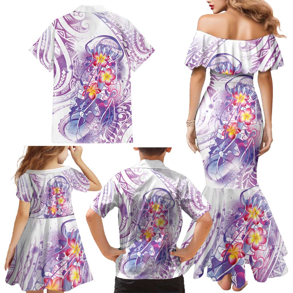 Lavender Polynesian Jellyfish Family Matching Mermaid Dress and Hawaiian Shirt Watercolor Glows LT7 - Polynesian Pride