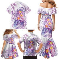 Lavender Polynesian Jellyfish Family Matching Mermaid Dress and Hawaiian Shirt Watercolor Glows LT7 - Polynesian Pride