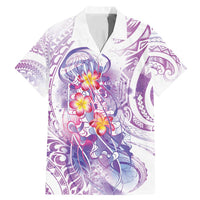Lavender Polynesian Jellyfish Family Matching Mermaid Dress and Hawaiian Shirt Watercolor Glows LT7 Dad's Shirt - Short Sleeve Lavender - Polynesian Pride