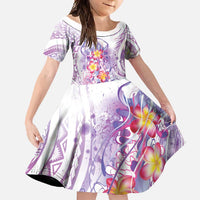 Lavender Polynesian Jellyfish Family Matching Off Shoulder Maxi Dress and Hawaiian Shirt Watercolor Glows LT7 Daughter's Dress Lavender - Polynesian Pride