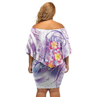 Lavender Polynesian Jellyfish Family Matching Off Shoulder Short Dress and Hawaiian Shirt Watercolor Glows LT7 - Polynesian Pride
