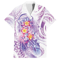 Lavender Polynesian Jellyfish Family Matching Short Sleeve Bodycon Dress and Hawaiian Shirt Watercolor Glows LT7 Dad's Shirt - Short Sleeve Lavender - Polynesian Pride