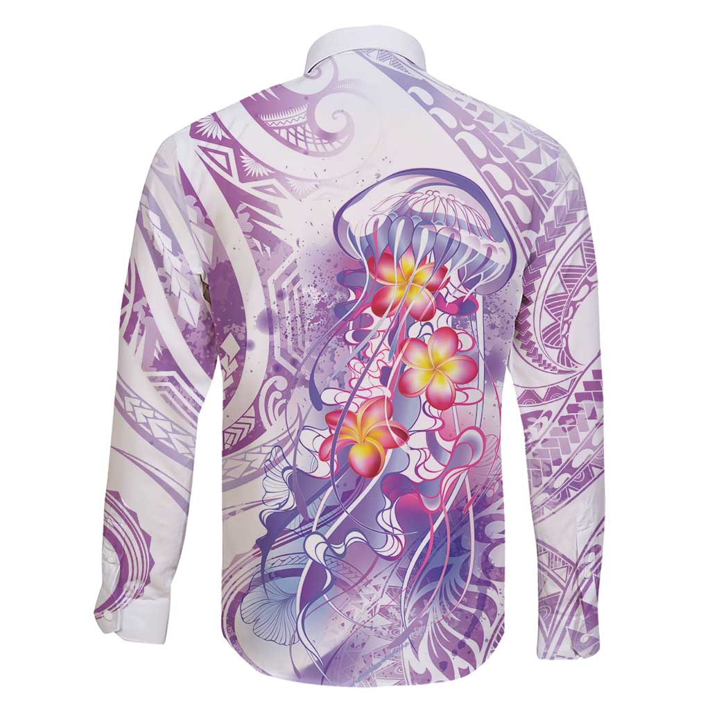 Lavender Polynesian Jellyfish Family Matching Short Sleeve Bodycon Dress and Hawaiian Shirt Watercolor Glows LT7 - Polynesian Pride