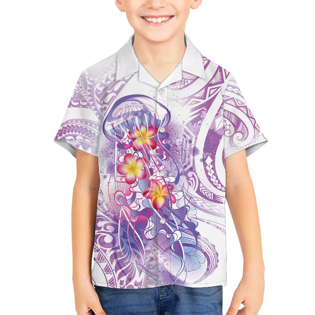 Lavender Polynesian Jellyfish Family Matching Summer Maxi Dress and Hawaiian Shirt Watercolor Glows LT7 Son's Shirt Lavender - Polynesian Pride