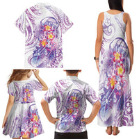 Lavender Polynesian Jellyfish Family Matching Tank Maxi Dress and Hawaiian Shirt Watercolor Glows LT7 - Polynesian Pride