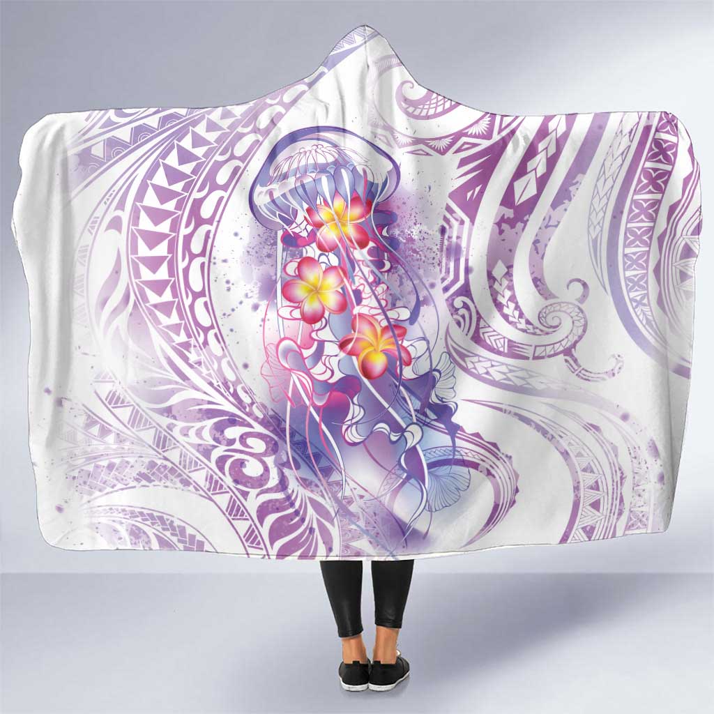Lavender Polynesian Jellyfish Hooded Blanket Watercolor Glows LT7 One Size Lavender - Polynesian Pride