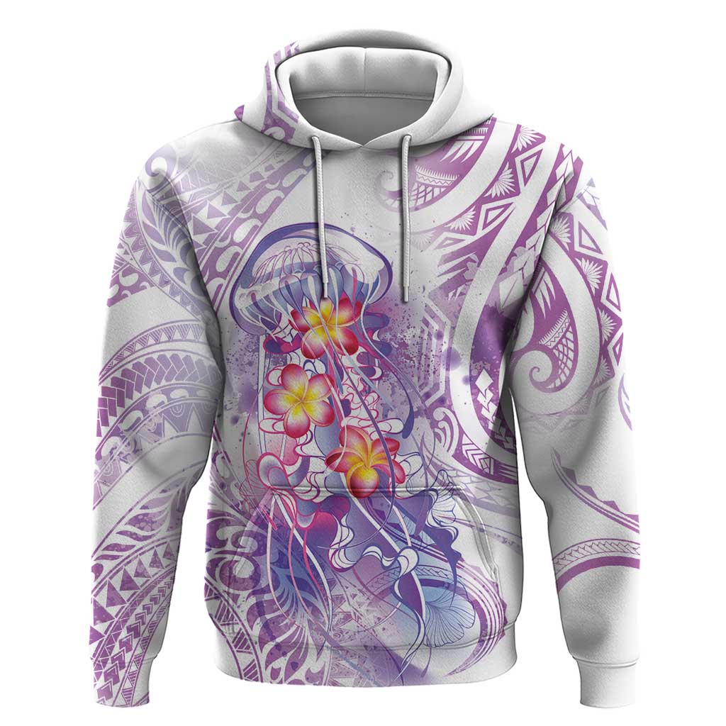 Lavender Polynesian Jellyfish Hoodie Watercolor Glows - Polynesian Pride