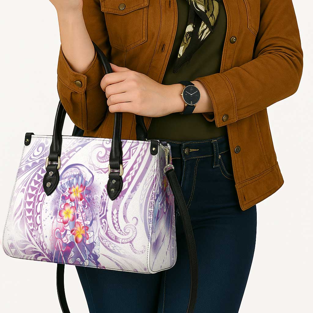 Lavender Polynesian Jellyfish Leather Bag Watercolor Glows - Polynesian Pride