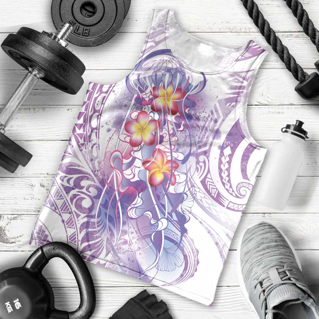Lavender Polynesian Jellyfish Men Tank Top Watercolor Glows - Polynesian Pride