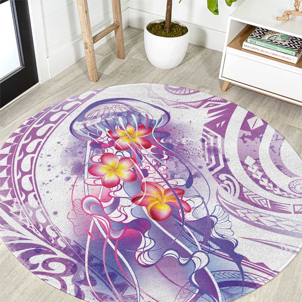 Lavender Polynesian Jellyfish Round Carpet Watercolor Glows LT7 Lavender - Polynesian Pride