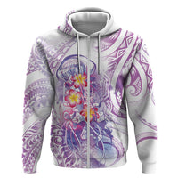 Lavender Polynesian Jellyfish Zip Hoodie Watercolor Glows LT7 Zip Hoodie Lavender - Polynesian Pride