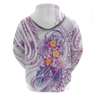 Lavender Polynesian Jellyfish Zip Hoodie Watercolor Glows LT7 - Polynesian Pride