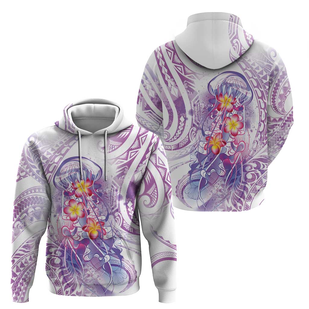 Lavender Polynesian Jellyfish Zip Hoodie Watercolor Glows LT7 - Polynesian Pride