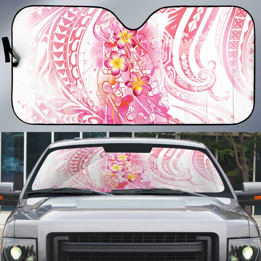 Rose Pink Polynesian Jellyfish Auto Sun Shade Watercolor Glows LT7 Rose Pink - Polynesian Pride