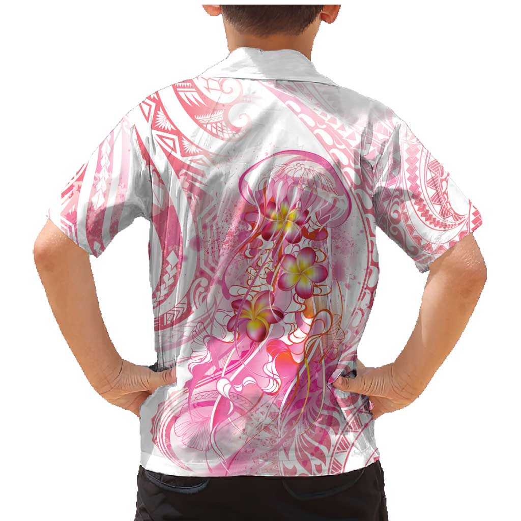 Rose Pink Polynesian Jellyfish Family Matching Mermaid Dress and Hawaiian Shirt Watercolor Glows LT7 - Polynesian Pride