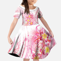 Rose Pink Polynesian Jellyfish Family Matching Off The Shoulder Long Sleeve Dress and Hawaiian Shirt Watercolor Glows LT7 Daughter's Dress Rose Pink - Polynesian Pride