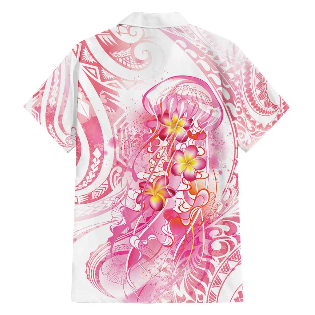 Rose Pink Polynesian Jellyfish Family Matching Off Shoulder Maxi Dress and Hawaiian Shirt Watercolor Glows LT7 - Polynesian Pride