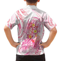 Rose Pink Polynesian Jellyfish Family Matching Off Shoulder Short Dress and Hawaiian Shirt Watercolor Glows LT7 - Polynesian Pride