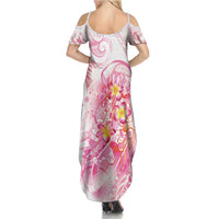 Rose Pink Polynesian Jellyfish Family Matching Summer Maxi Dress and Hawaiian Shirt Watercolor Glows LT7 - Polynesian Pride