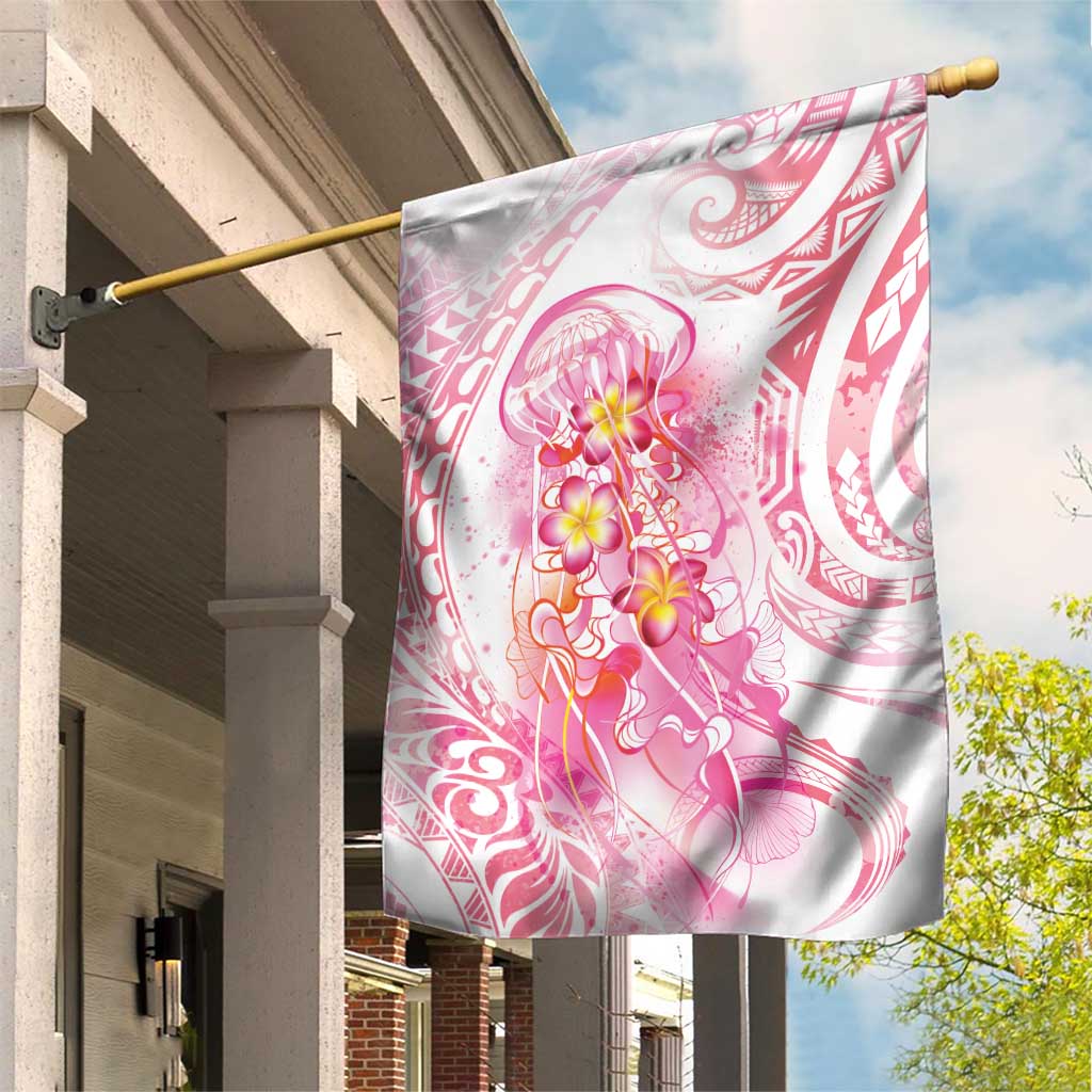 Rose Pink Polynesian Jellyfish Garden Flag Watercolor Glows LT7 House Flag Rose Pink - Polynesian Pride