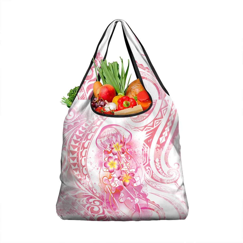 Rose Pink Polynesian Jellyfish Grocery Bag Watercolor Glows LT7 1-pack One Size Rose Pink - Polynesian Pride