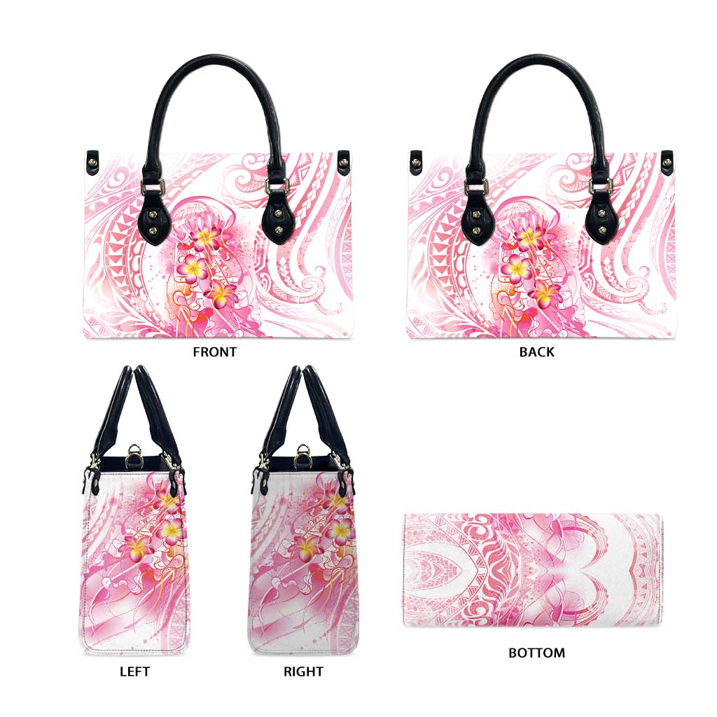 Rose Pink Polynesian Jellyfish Leather Bag Watercolor Glows - Polynesian Pride