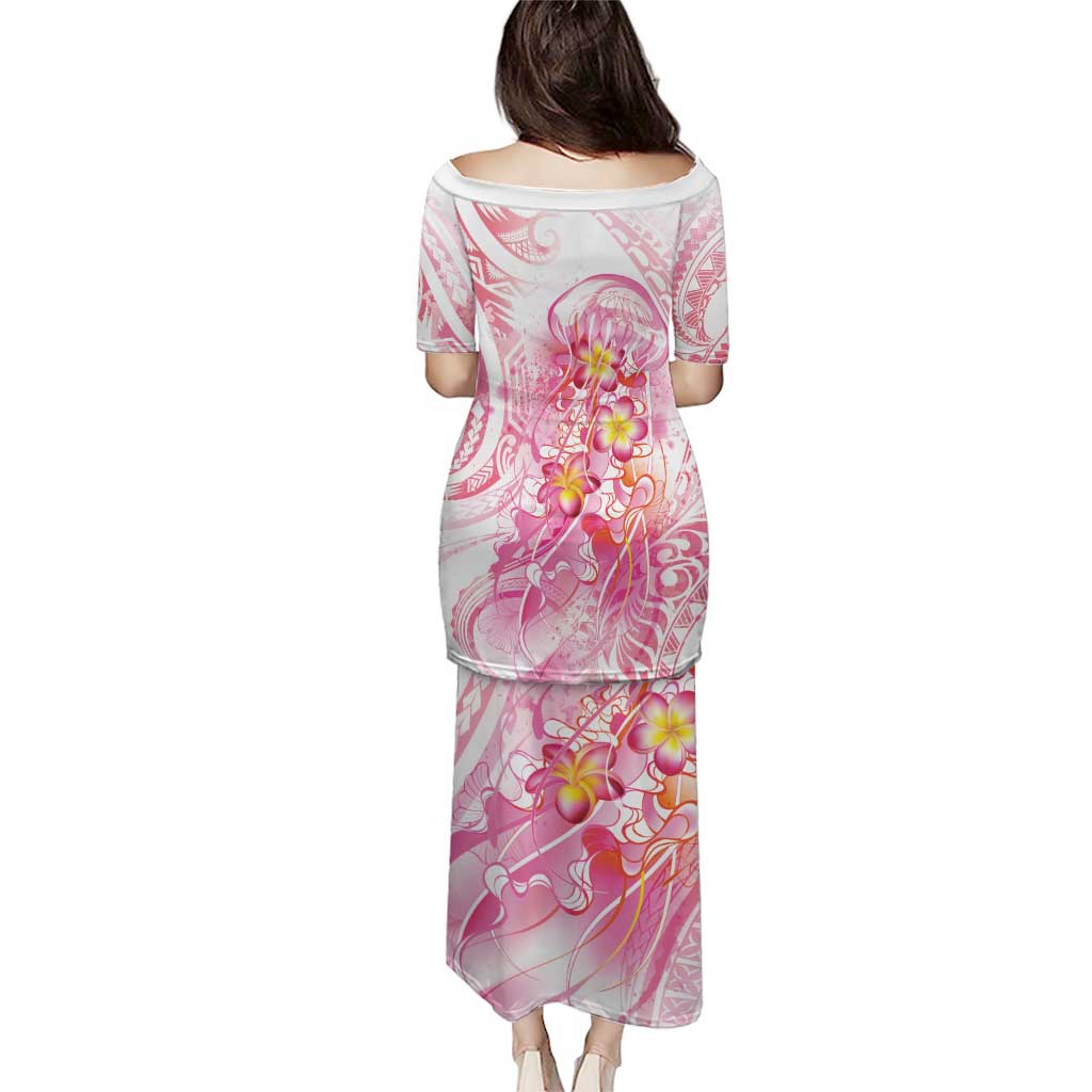 Rose Pink Polynesian Jellyfish Puletasi Watercolor Glows - Polynesian Pride