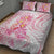 Rose Pink Polynesian Jellyfish Quilt Bed Set Watercolor Glows - Polynesian Pride