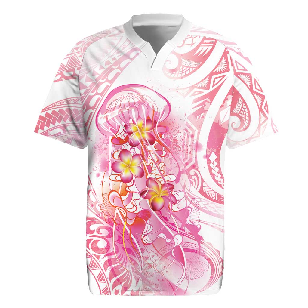Rose Pink Polynesian Jellyfish Rugby Jersey Watercolor Glows LT7 Rose Pink - Polynesian Pride