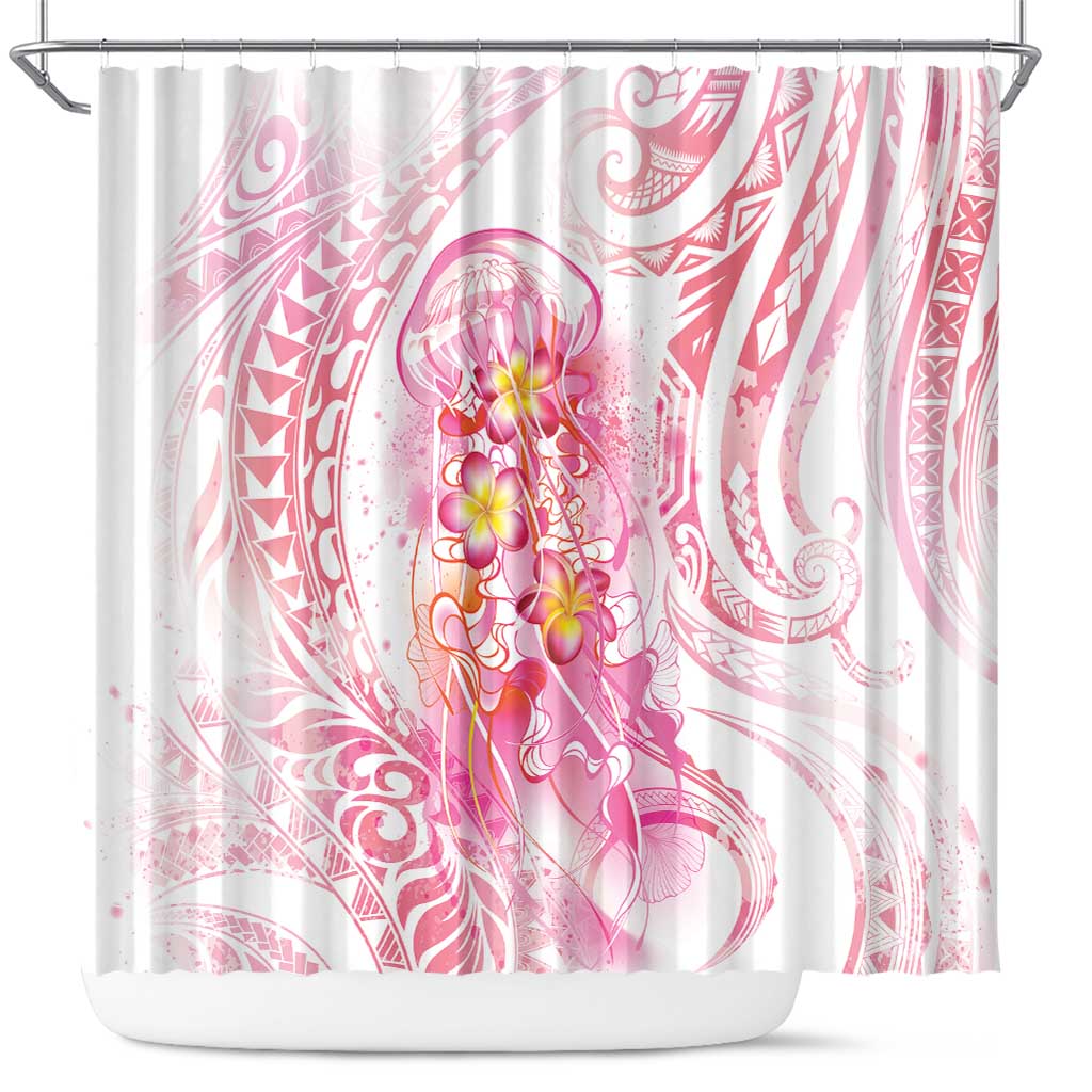 Rose Pink Polynesian Jellyfish Shower Curtain Watercolor Glows LT7 Rose Pink - Polynesian Pride