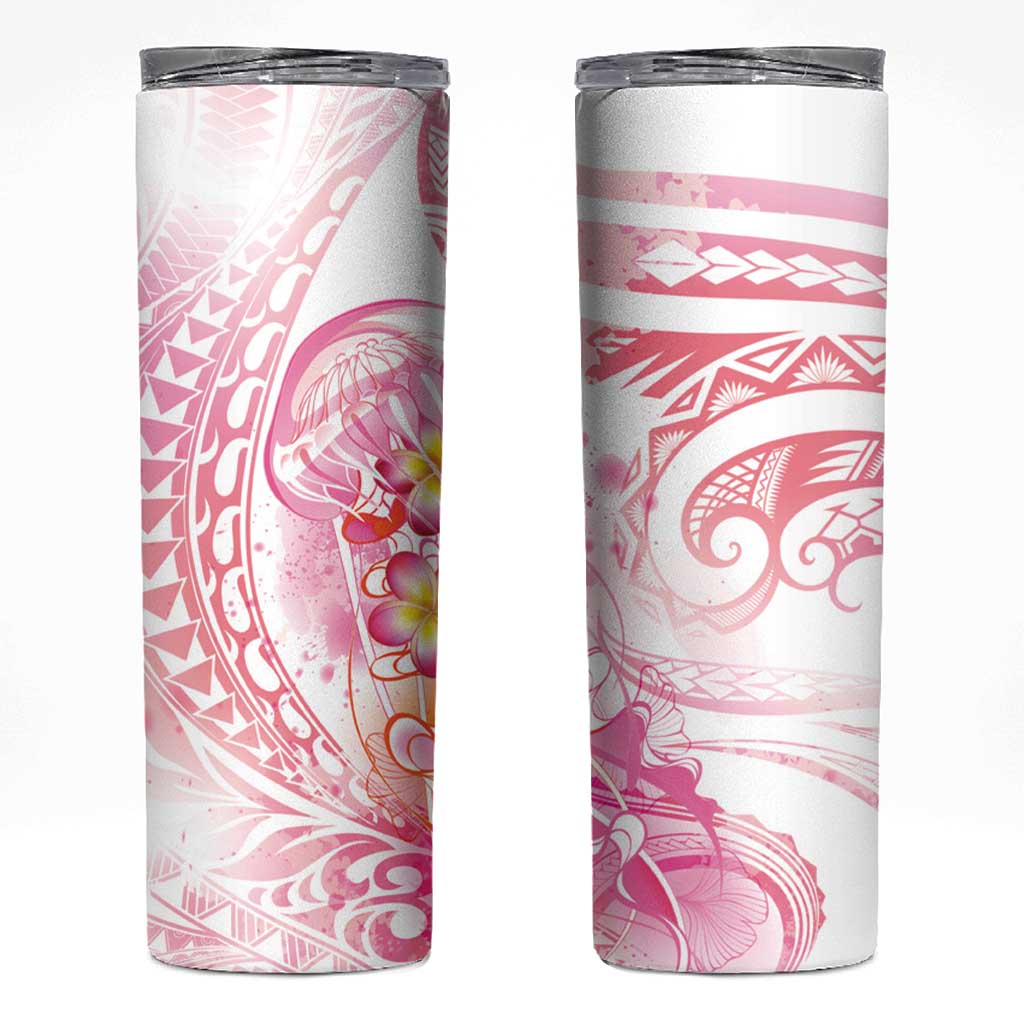 Rose Pink Polynesian Jellyfish Skinny Tumbler Watercolor Glows LT7 Rose Pink - Polynesian Pride