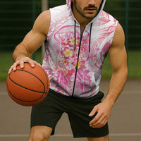 Rose Pink Polynesian Jellyfish Sleeveless Zip Hoodie Watercolor Glows - Polynesian Pride
