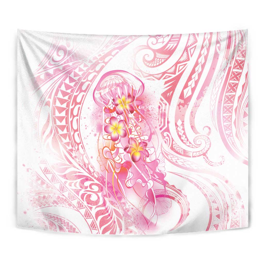 Rose Pink Polynesian Jellyfish Tapestry Watercolor Glows - Polynesian Pride