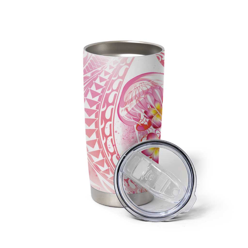 Rose Pink Polynesian Jellyfish Tumbler Cup Watercolor Glows - Polynesian Pride