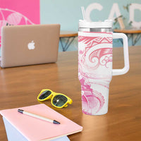 Rose Pink Polynesian Jellyfish Tumbler With Handle Watercolor Glows - Polynesian Pride