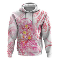 Rose Pink Polynesian Jellyfish Zip Hoodie Watercolor Glows LT7 Pullover Hoodie Rose Pink - Polynesian Pride