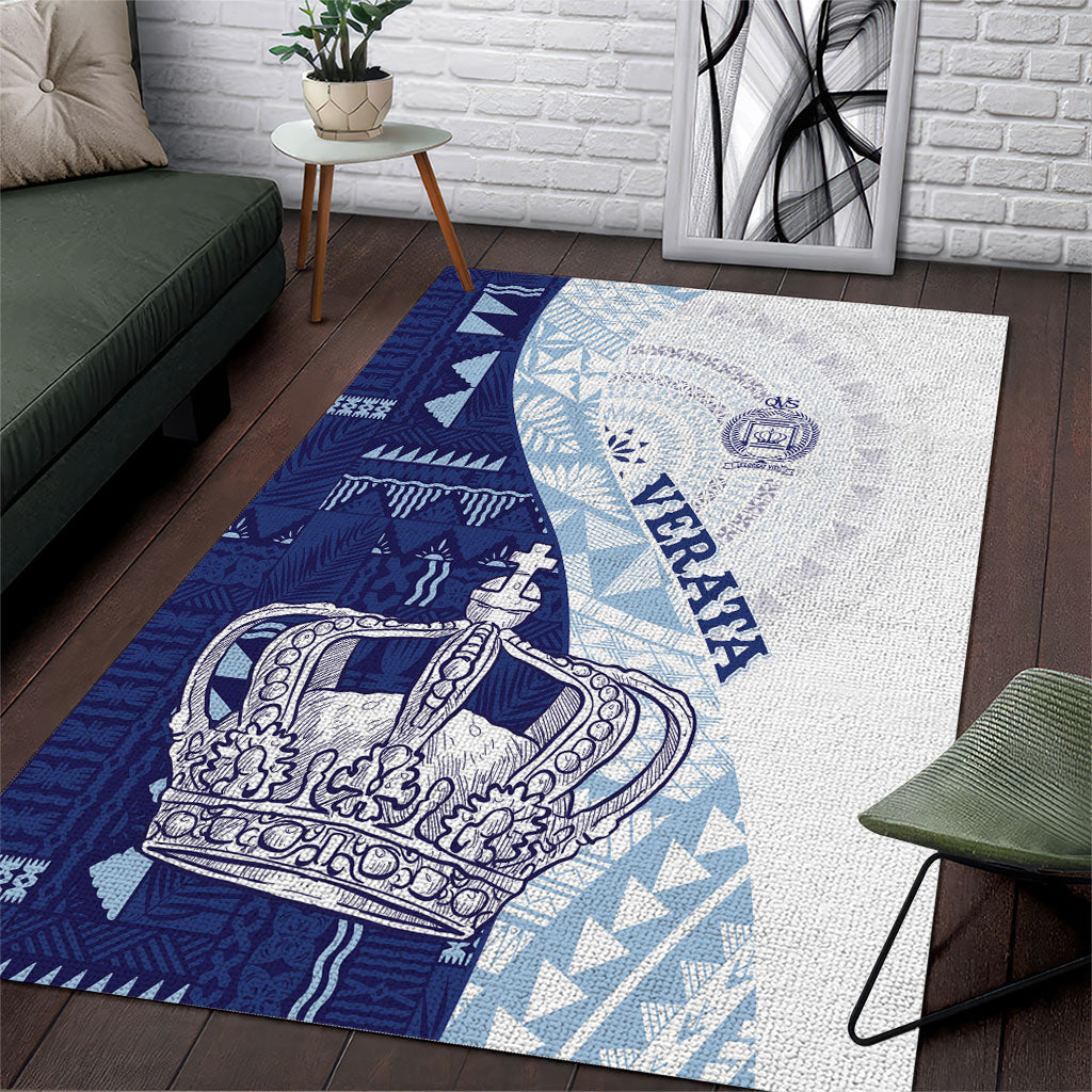 Queen Victoria School Fiji Vulinitu Verata House Area Rug Masi Tapa LT7 Blue - Polynesian Pride