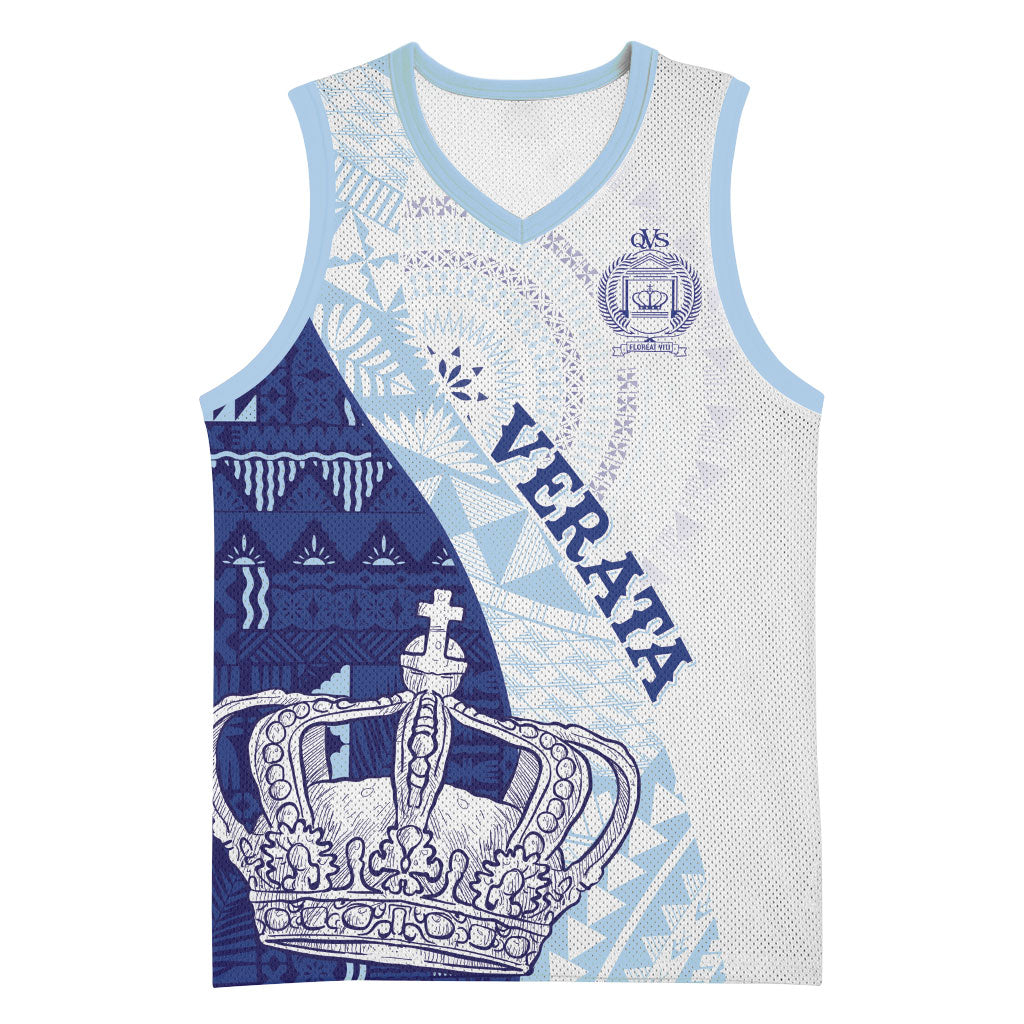 Queen Victoria School Fiji Vulinitu Verata House Basketball Jersey Masi Tapa LT7 Unisex Blue - Polynesian Pride