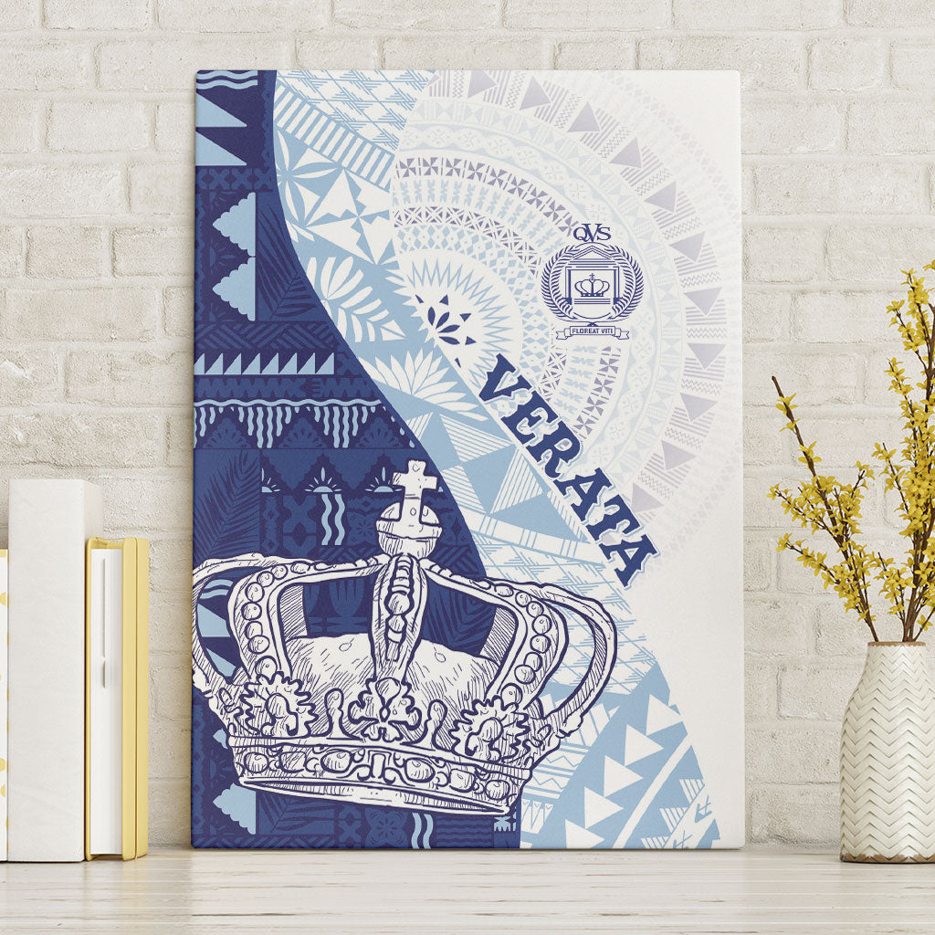Queen Victoria School Fiji Vulinitu Verata House Canvas Wall Art Masi Tapa LT7 Without Frame Blue - Polynesian Pride