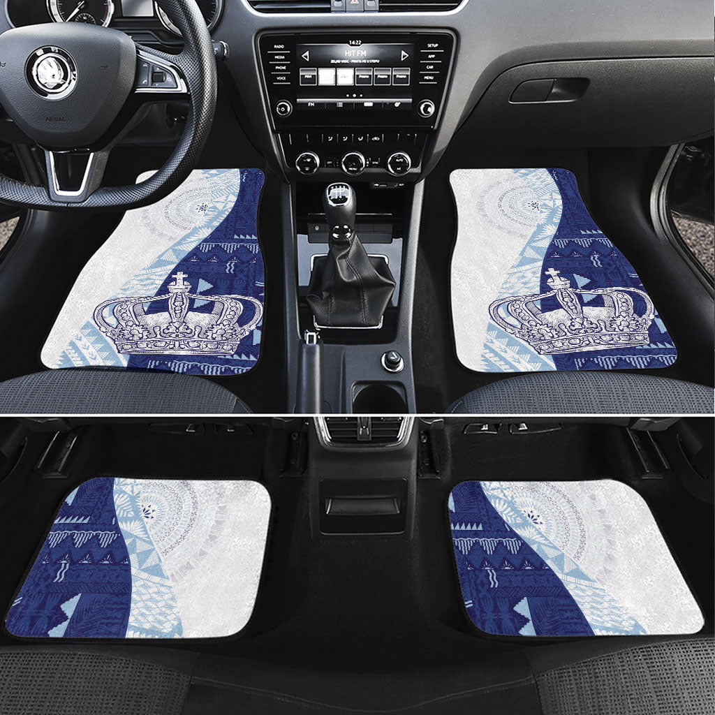 Queen Victoria School Fiji Vulinitu Verata House Car Mats Masi Tapa LT7 Set 4pcs Blue - Polynesian Pride