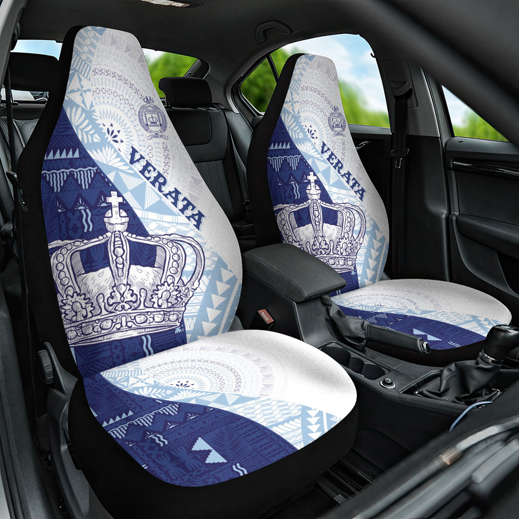 Queen Victoria School Fiji Vulinitu Verata House Car Seat Cover Masi Tapa LT7 One Size Blue - Polynesian Pride