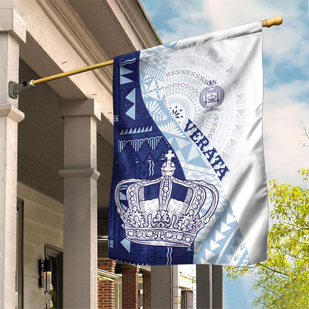 Queen Victoria School Fiji Vulinitu Verata House Garden Flag Masi Tapa LT7 House Flag Blue - Polynesian Pride